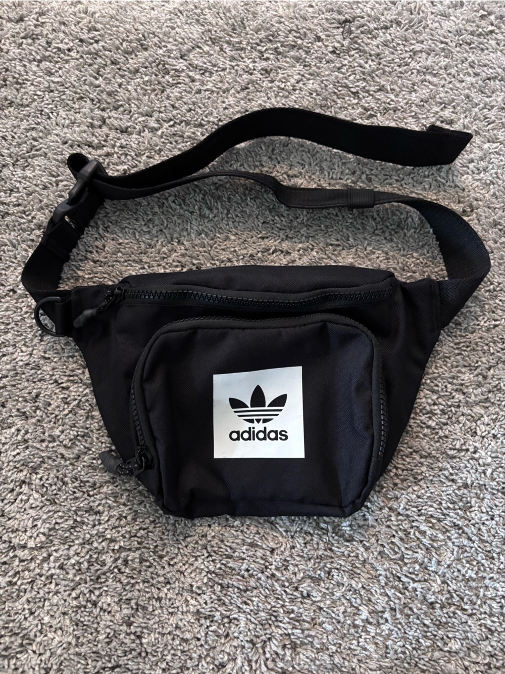 Adidas Black/White Belt Fanny Pack With Buckle Unisex